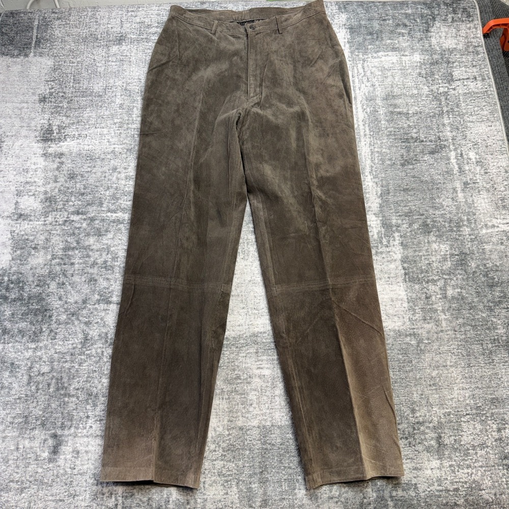 Sigrid Olsen Leather Pants Womens 14 Brown Suede Straight Trouser Boho Western